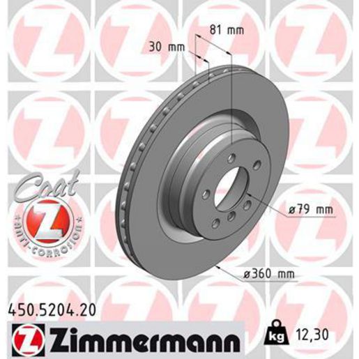 Zimmermann OE Coat Z Brake Rotor Single 360mm Front 450.5204.20