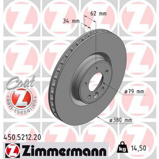 Zimmermann OE Coat Z Brake Rotor Single 380mm Front 450.5212.20