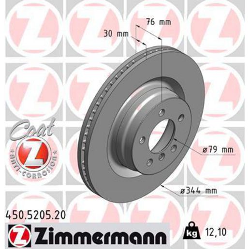 Zimmermann OE Coat Z Brake Rotor Single 344mm Front 450.5205.20