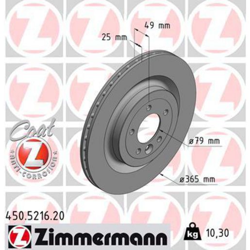 Zimmermann OE Coat Z Brake Rotor Single 365mm Rear 450.5216.20