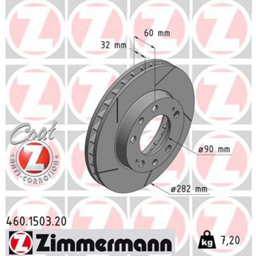 Zimmermann OE Coat Z Brake Rotor 282mm Front RH 460.1503.20