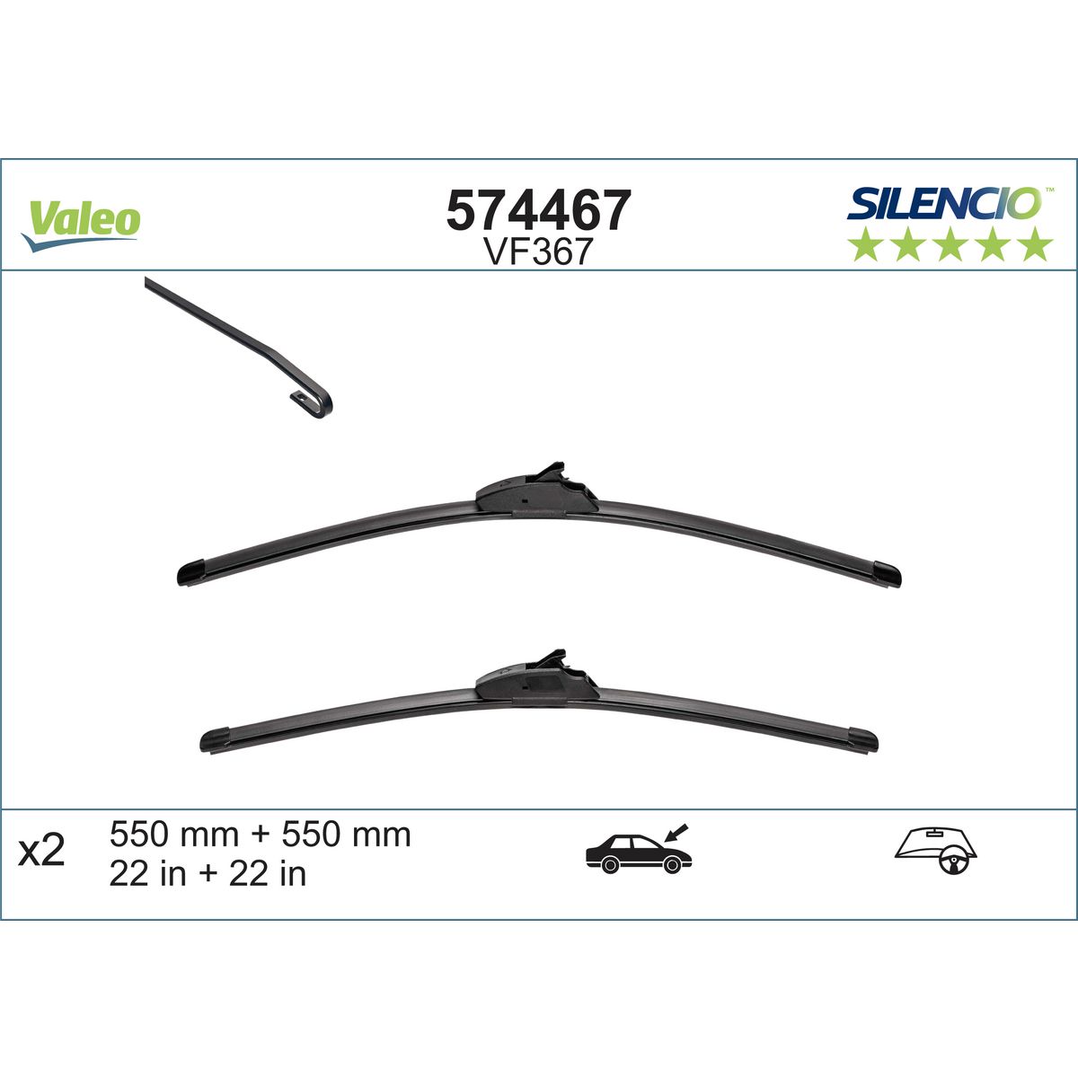 Valeo Silencio Wiper Blade Set Front VF367 574467