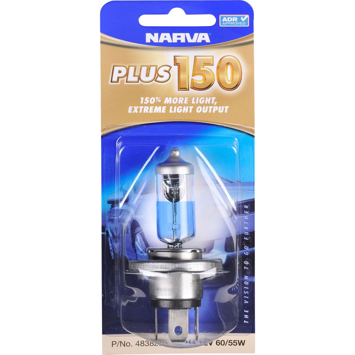 Narva Plus 150 Halogen Headlight Globe H4 P43T 12V 60/55W 48382BL