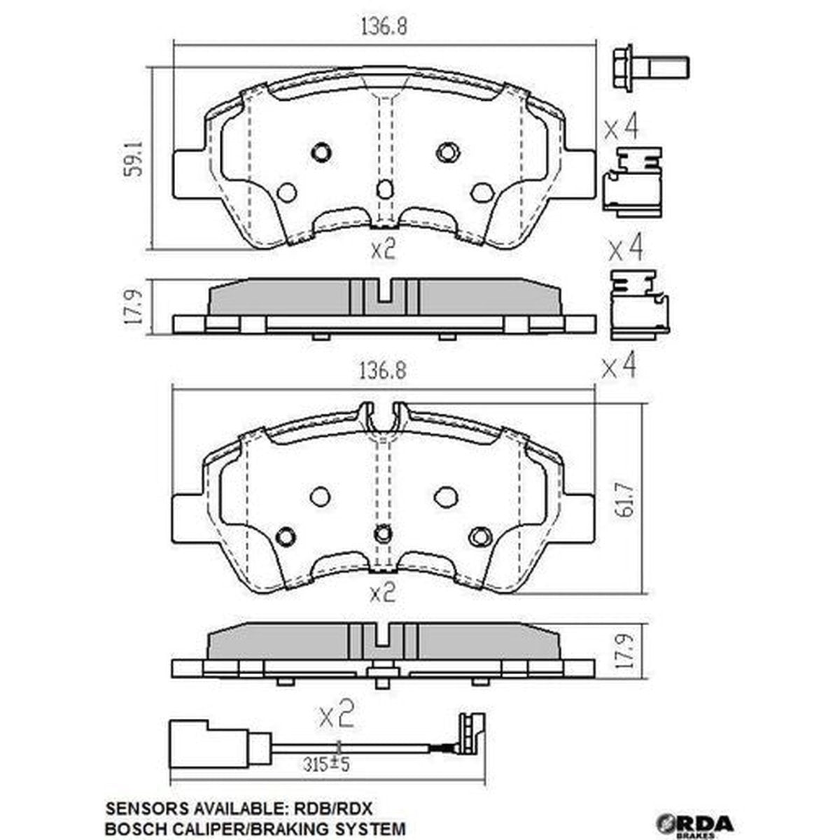 RDA Phantom Ceramic Brake Pad Set Rear RDC2345