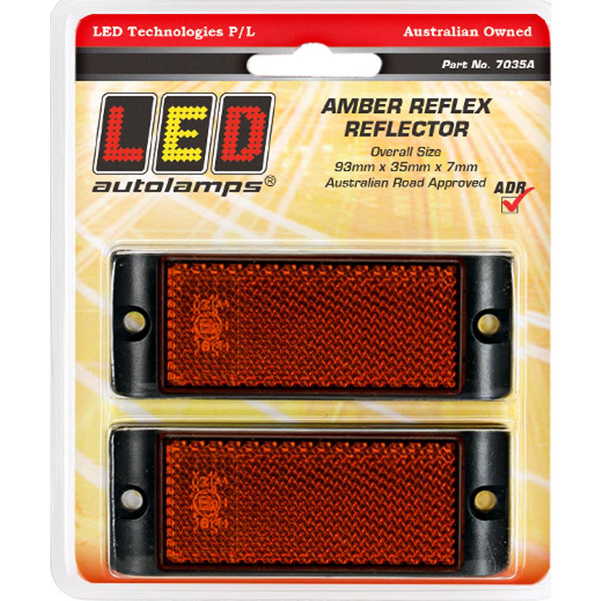 LED Autolamps Reflector Amber w/Mounting Bracket (Pack of 2) 7035A