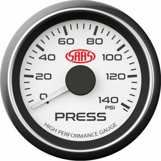 SAAS Muscle Series 2-1/16" Oil Pressure Gauge 0-140 Psi White SG-OP52W
