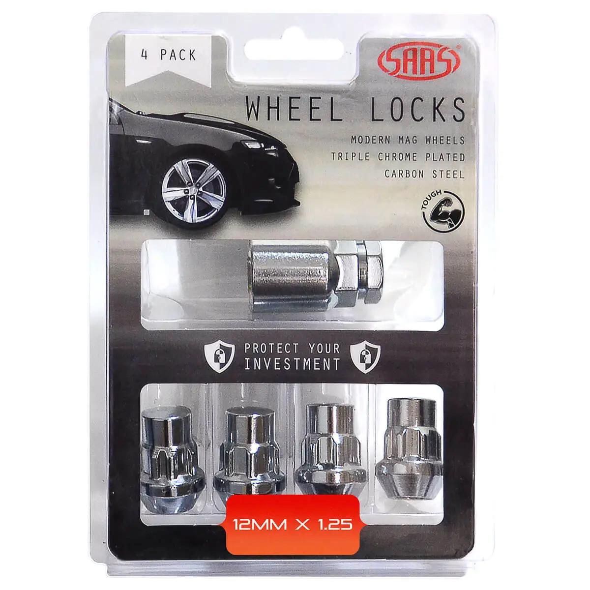 SAAS Locking Wheel Nuts Splined Bulge M12x1.25 (4 Pack) 913025
