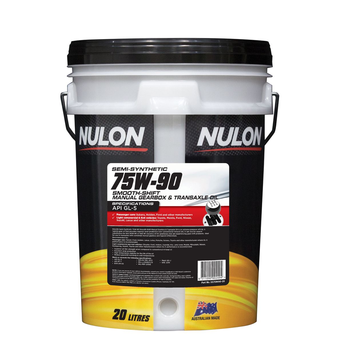 Nulon 75W-90 Gearbox and Transaxle Oil Smooth Shift 20L SS75W90-20