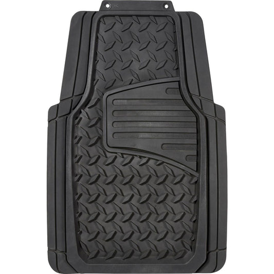 Maxi Trac 4x4 Black Rubber Diamond Plate Car Front Floor Mats Pair