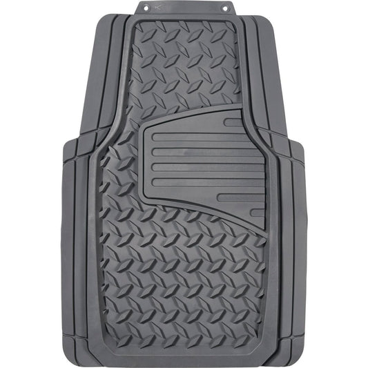Maxi Trac 4x4 Grey Rubber Diamond Plate Car Front Floor Mats Pair