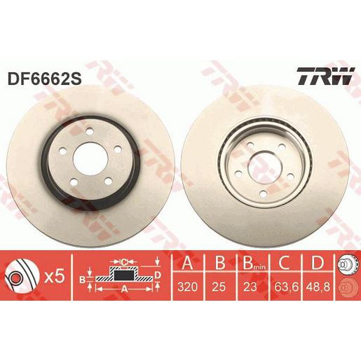 TRW Disc Brake Rotor DF6662S