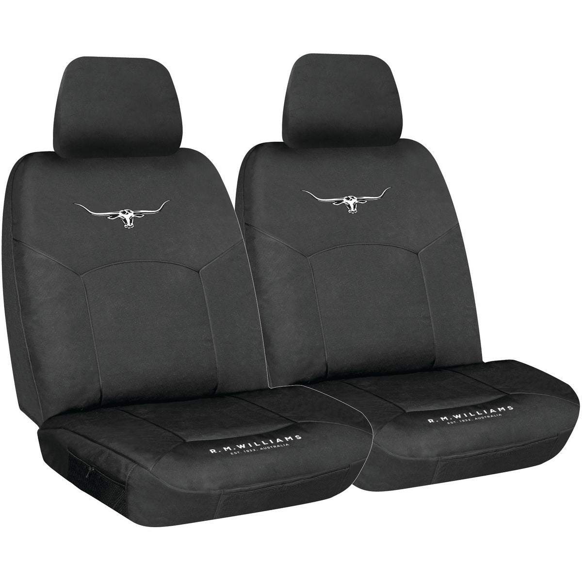 R.M. Williams Seat Cover Set Canvas Front Black CVRMW16BLK30