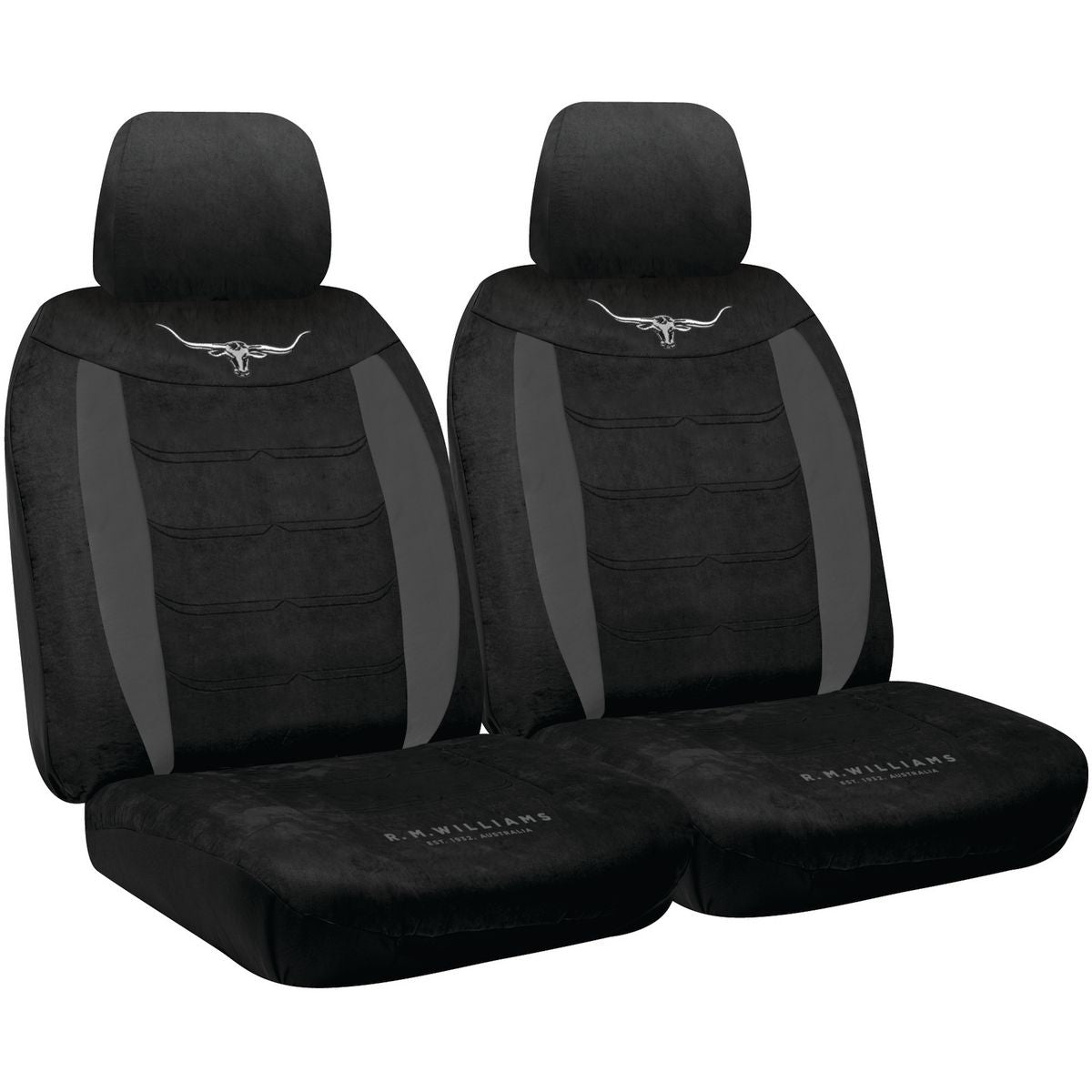 R.M. Williams Seat Cover Set Velour Front Black VLRMW16BLK30