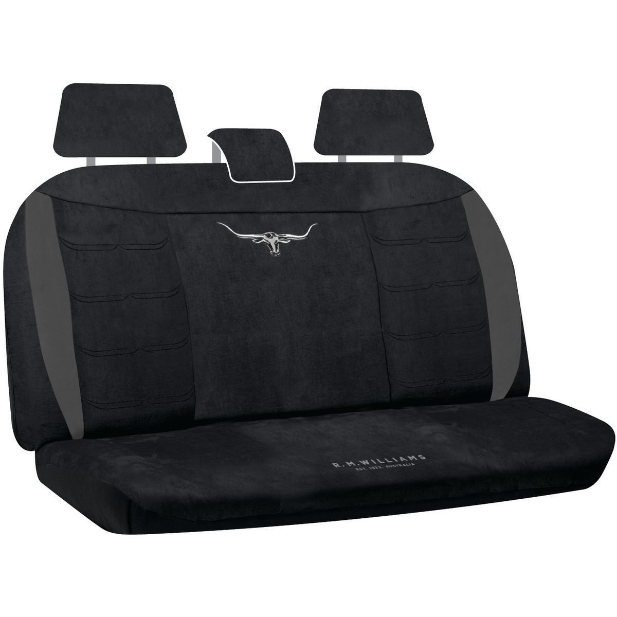 R.M. Williams Rear Car Seat Cover Suede Velour, Black - Single VLRMW23BXBLK06