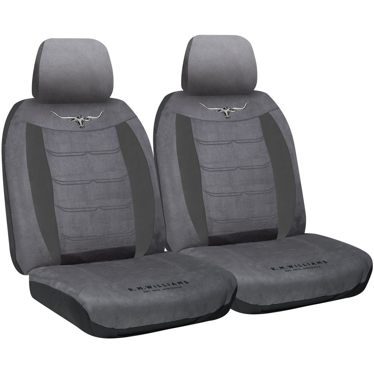 R.M. Williams Seat Cover Set Velour Front Grey VLRMW16GRY30