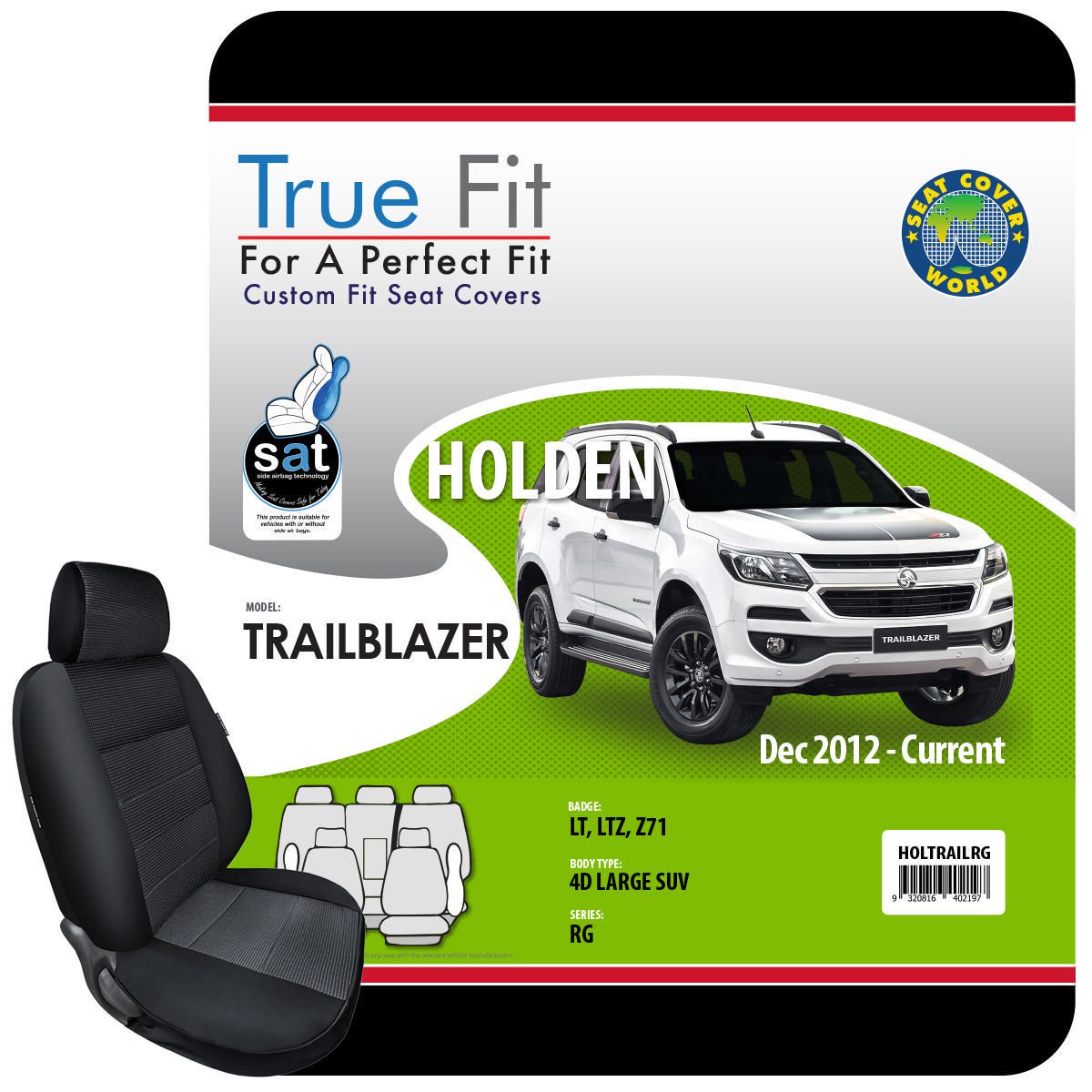 True Fit Tailored Fit Front & Rear Car Seat Covers Polyester, Black - Set HOLTRAILRG