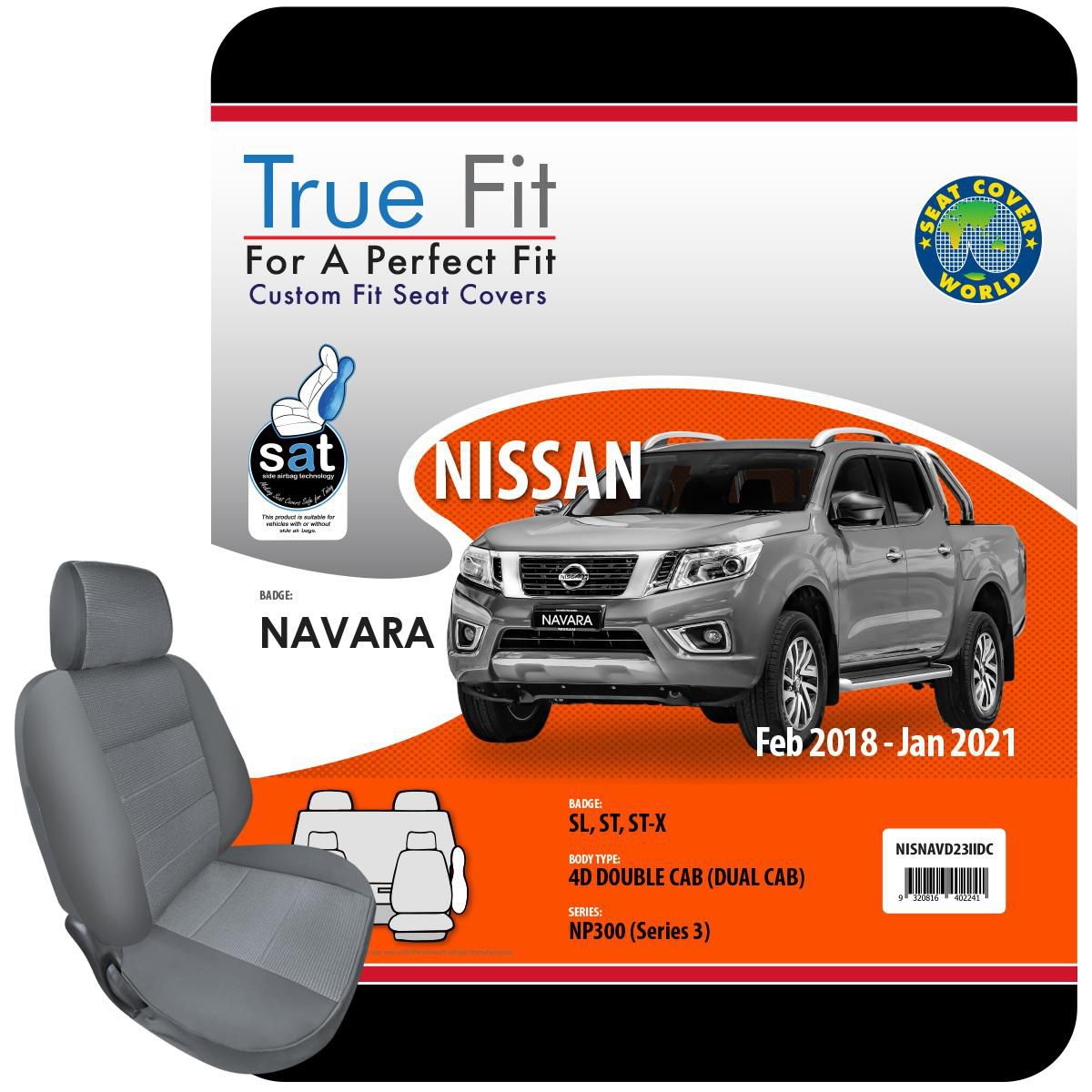 True Fit Tailored Fit Front & Rear Car Seat Covers Polyester, Grey - Set NISNAVD23IIDC