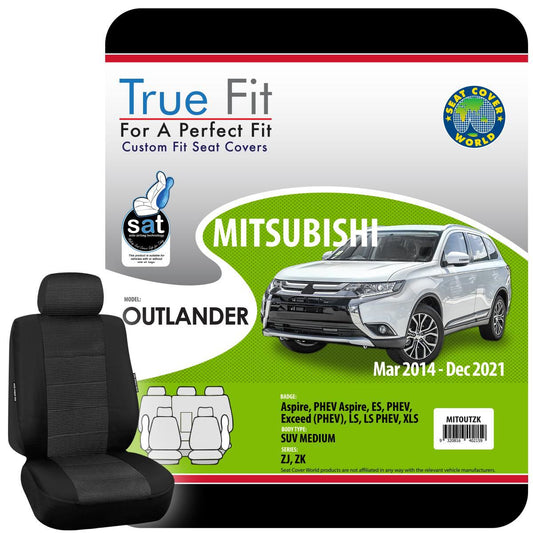True Fit Tailored Seat Covers Fits Mistsubishi Outlander Aspire, Exceed, PHEV & XLS 2014 - On