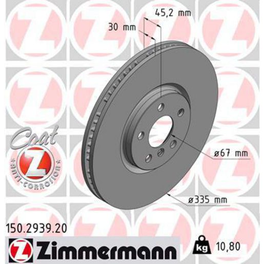 Zimmermann OE Coat Z Brake Rotor Single 335mm Front 150.2939.20