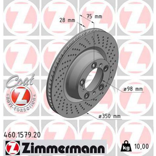 Zimmermann OE Coat Z Brake Rotor 350mm Rear RH 460.1579.20