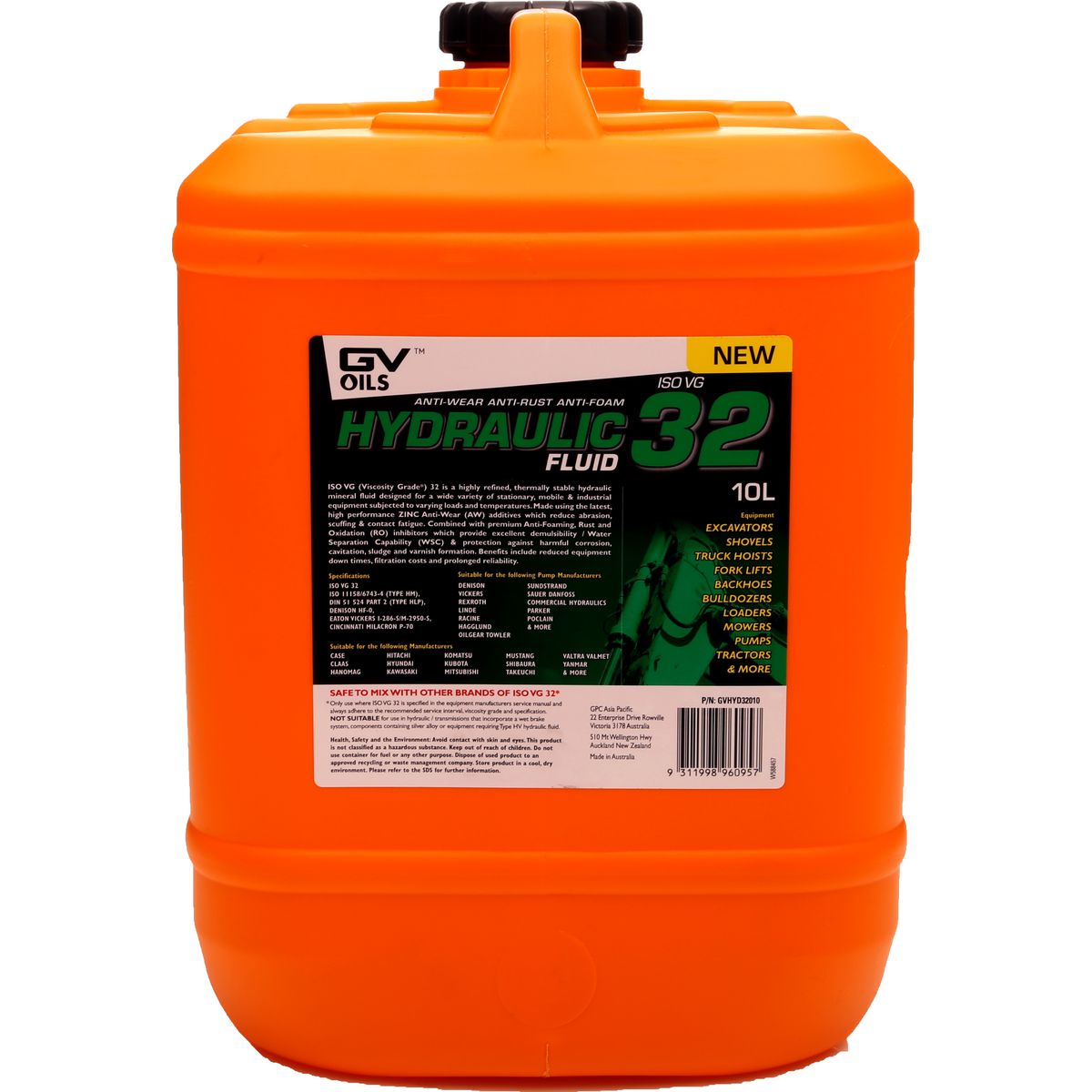 GV Oils Hydraulic Fluid Iso 32 10L GVHYD32010
