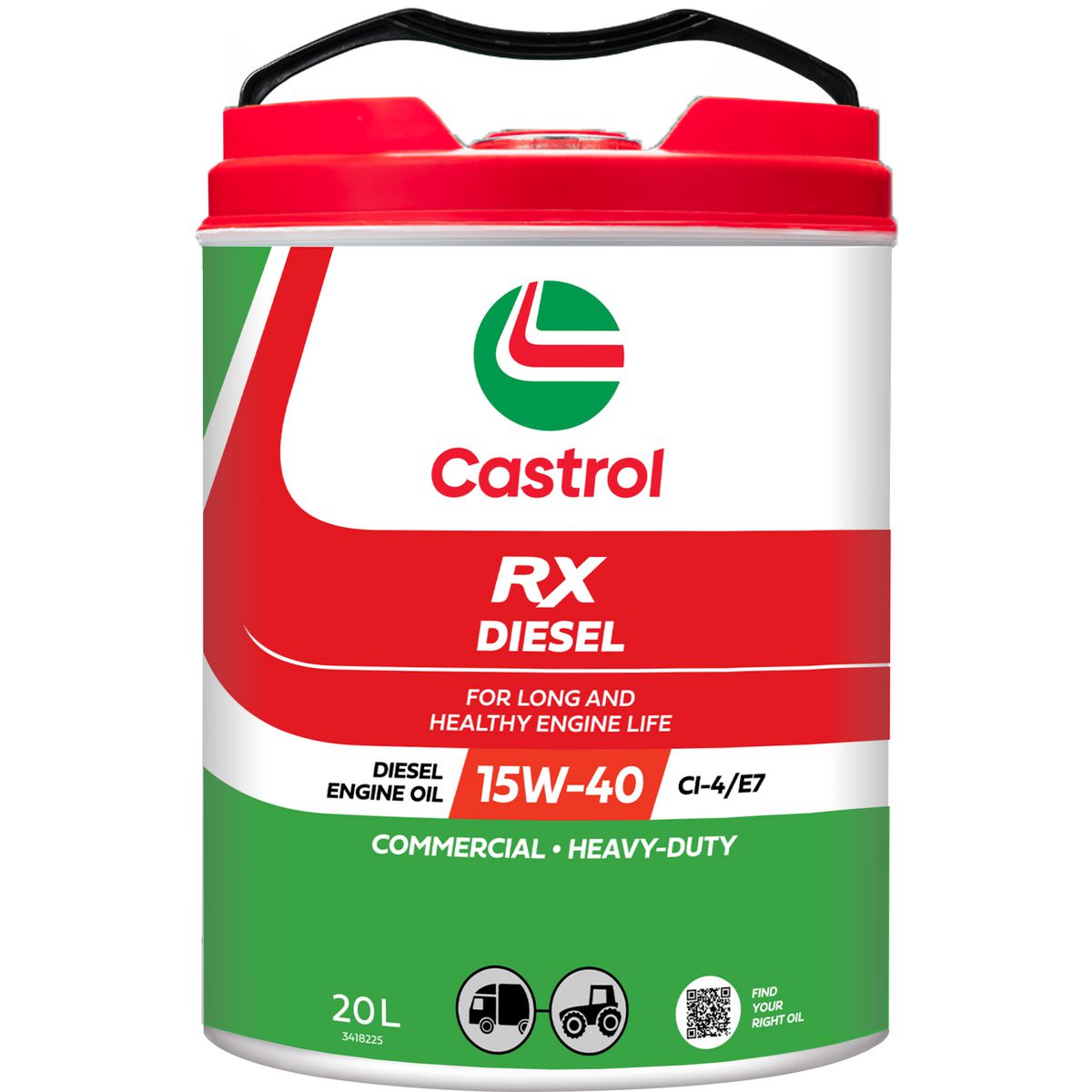 Castrol RX Diesel 15W-40 CI-4/E7 Engine Oil 20L 3418225