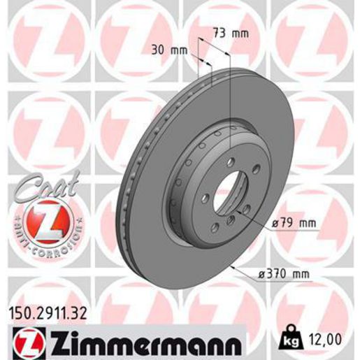 Zimmermann Formula F Coat Z Brake Rotor Single 370mm Front 150.2911.32