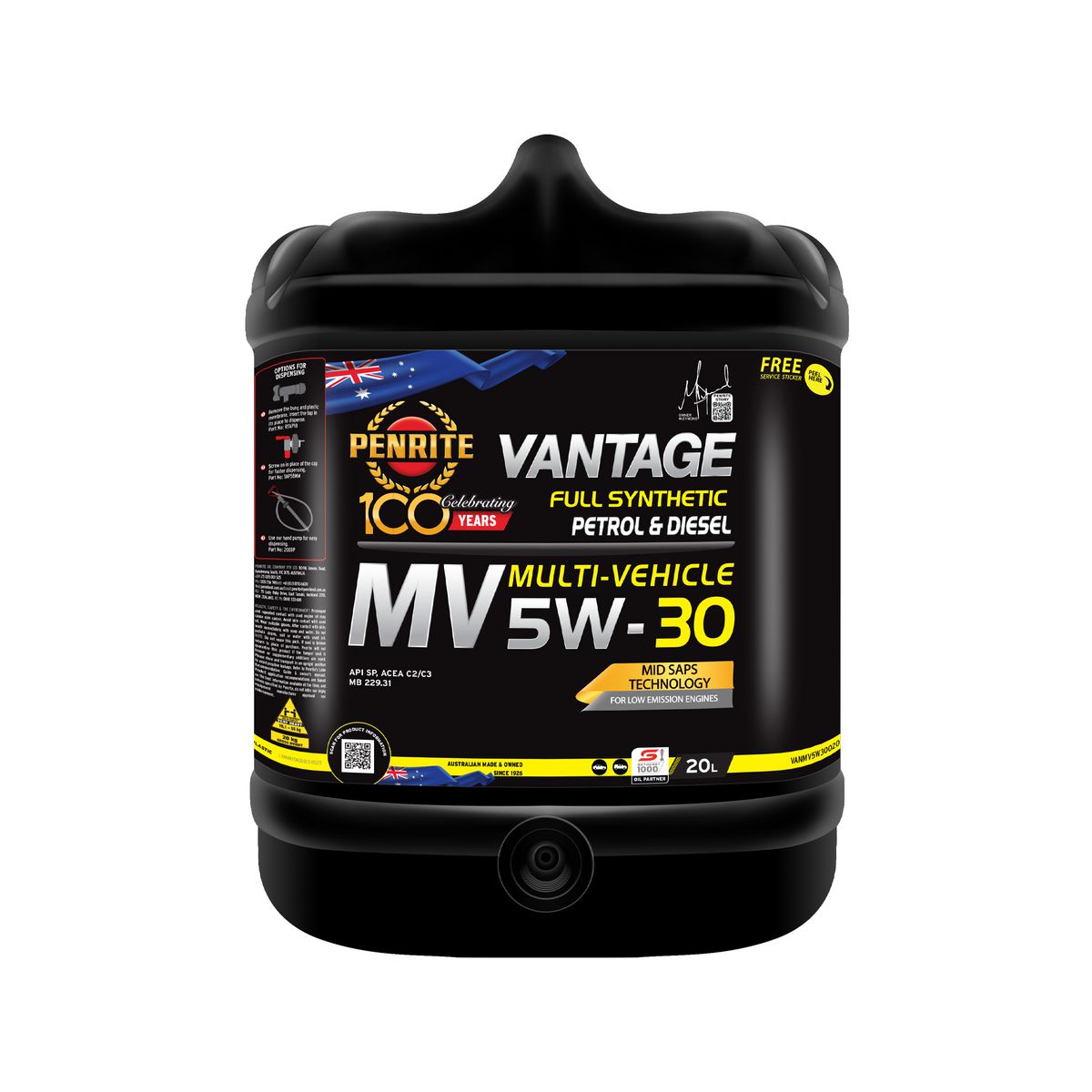 Penrite Vantage MV Full Synthetic 5W-30 Engine Oil 20L