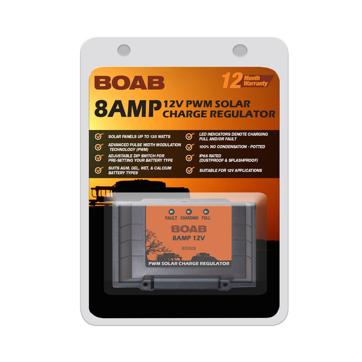 Boab Solar Charge Regulator PWM 8A 12V B53008