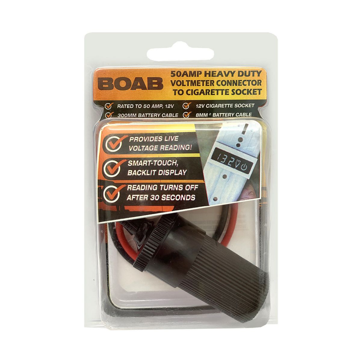 Boab HD Connector 50A W/12V Accessory Socket 300mm Cable B54003