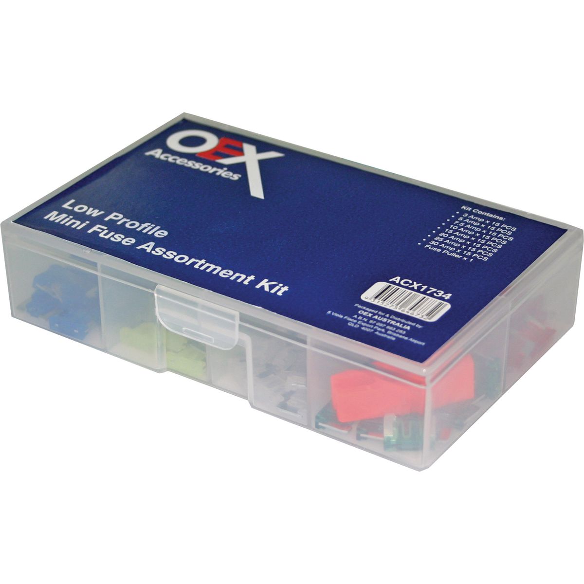 OEX Low Profile Mini Blade Fuse Assortment Kit - 120 Pieces ACX1734