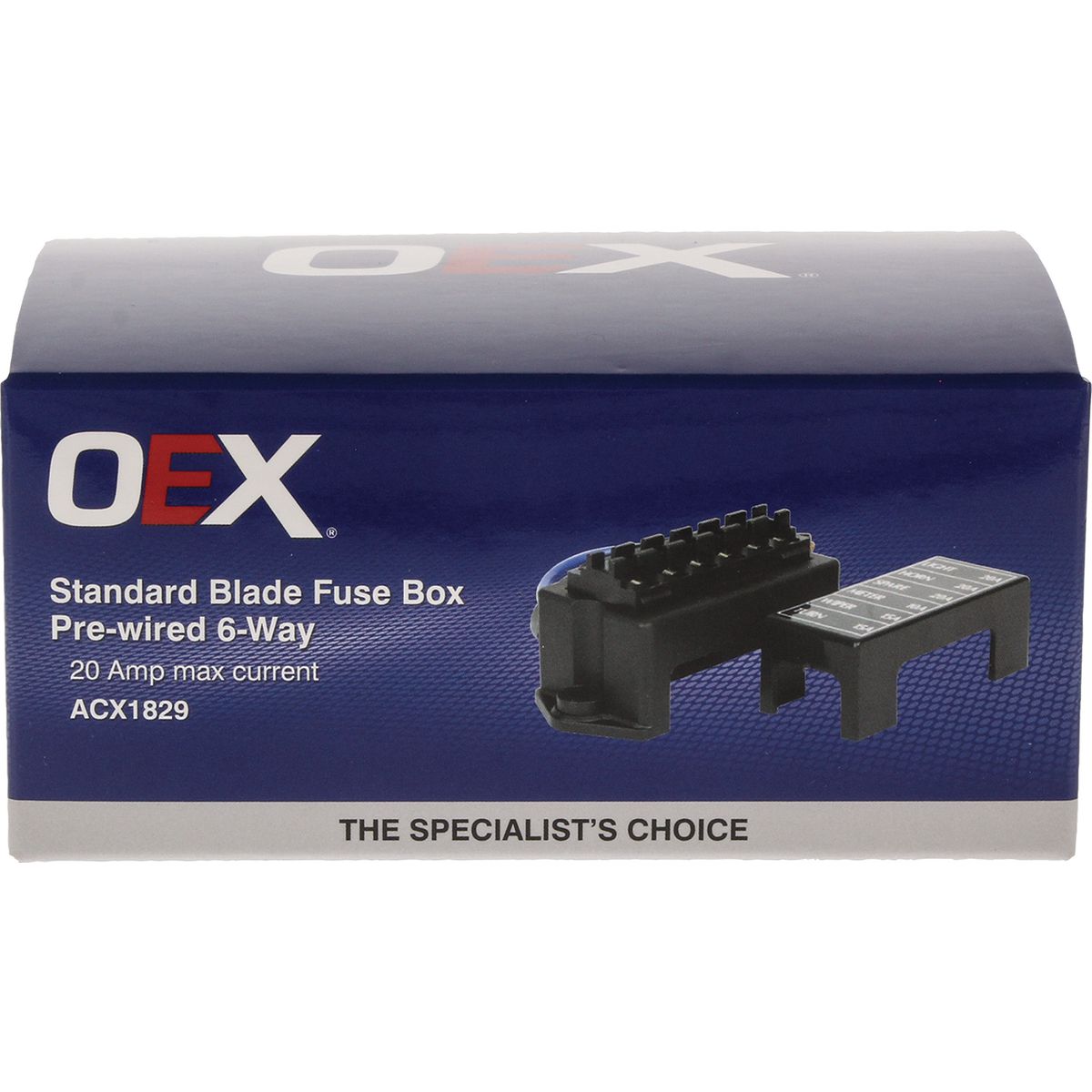 OEX Standard Blade Fuse Box, 6 Way, 20A ACX1829
