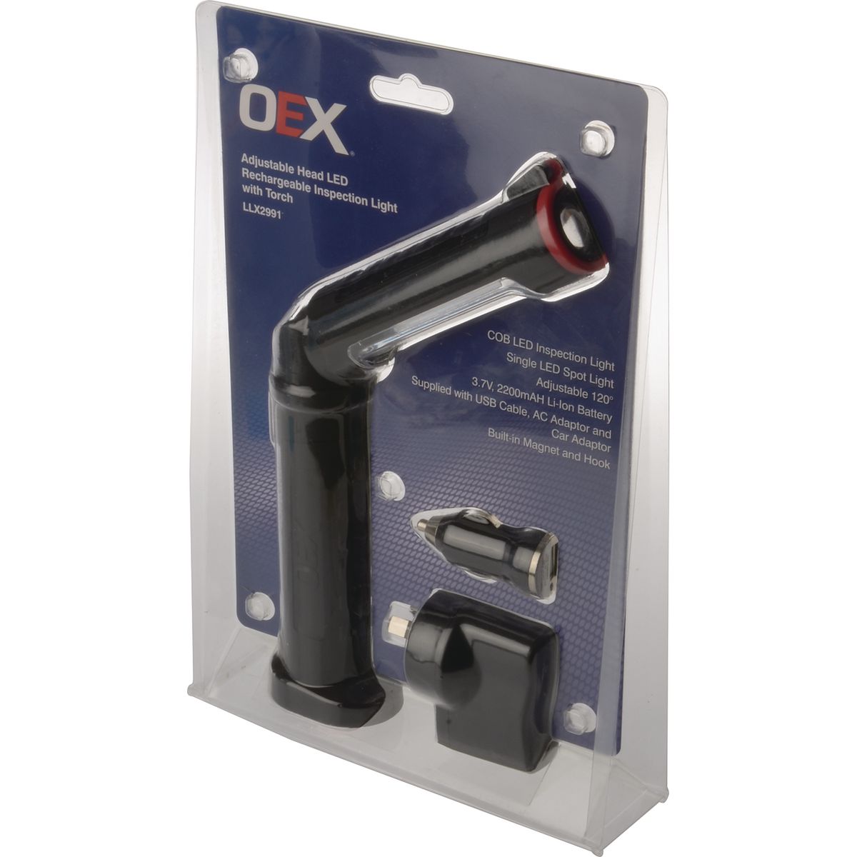 OEX LED Inspection Light With Magnet & Hook - Rechargeable LLX2991