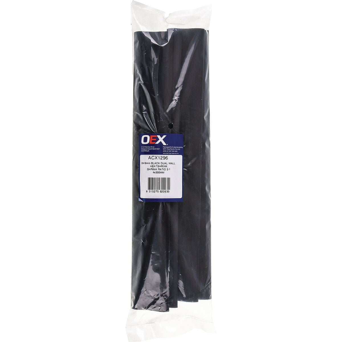 OEX Heat Shrink Dual Wall Black 24mm x 300mm (4 Pack) ACX1296