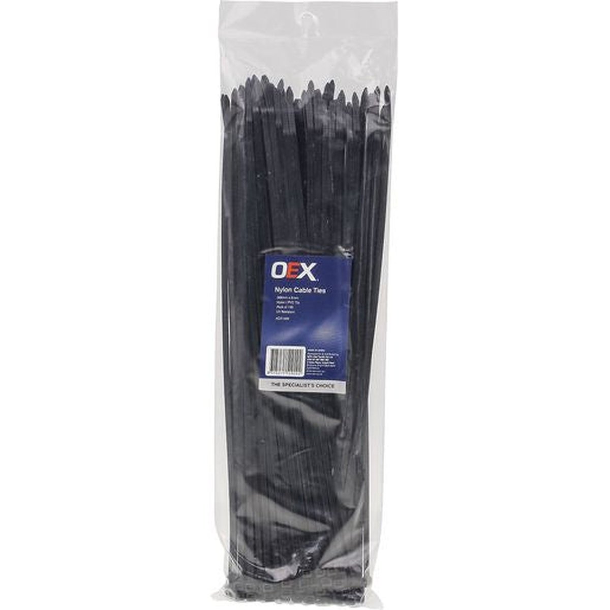 OEX Nylon Cable Ties 4.8mm x 370mm Black 100 Pack ACX1320