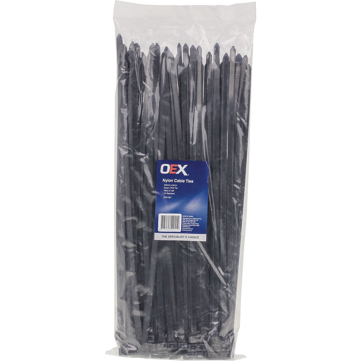 OEX Nylon Cable Ties 7.6mm x 370mm Black 100 Pack ACX1321