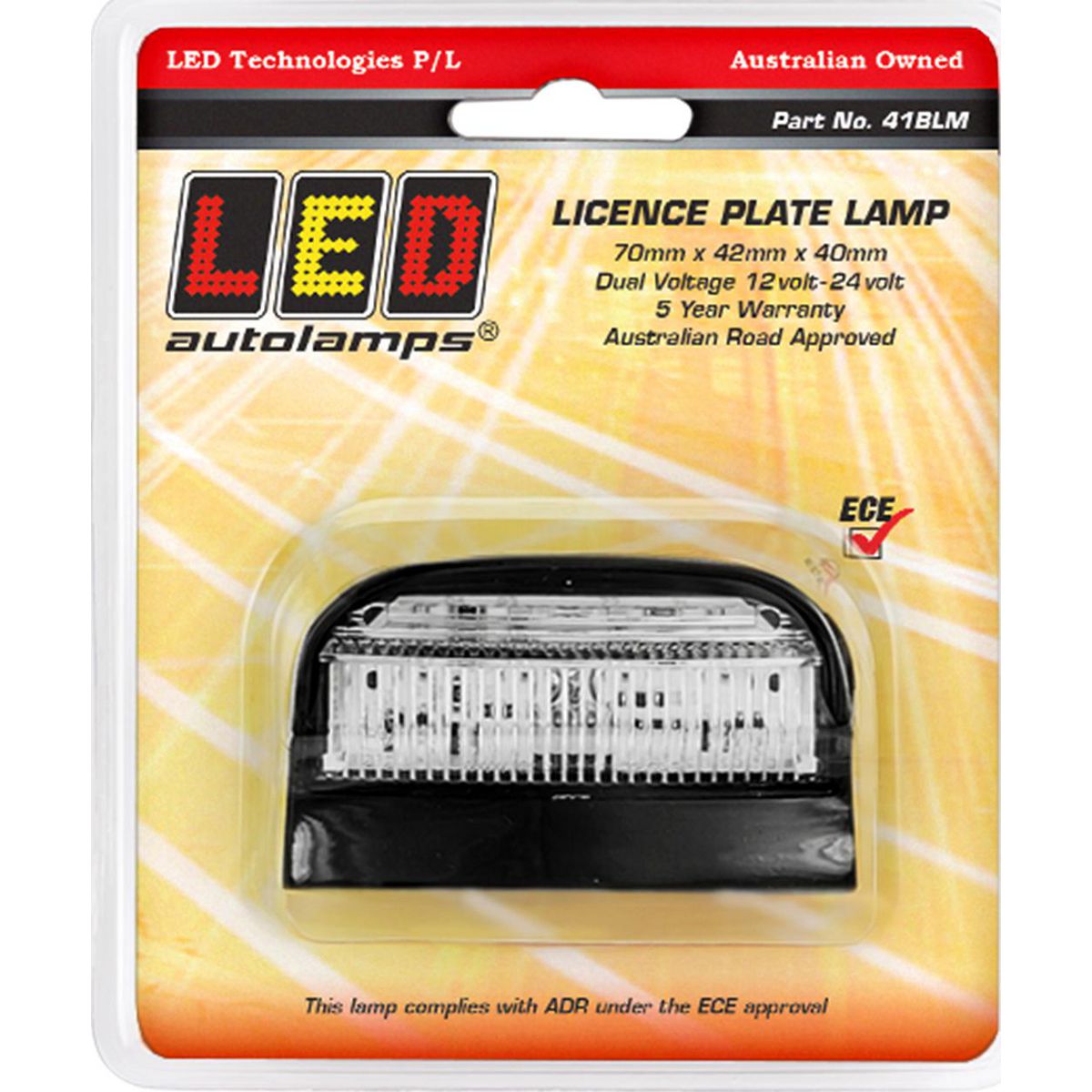 LED Autolamps Number Plate Light LED 12/24V Black Housing 23cm Cable Single Blister Pack 41BLM