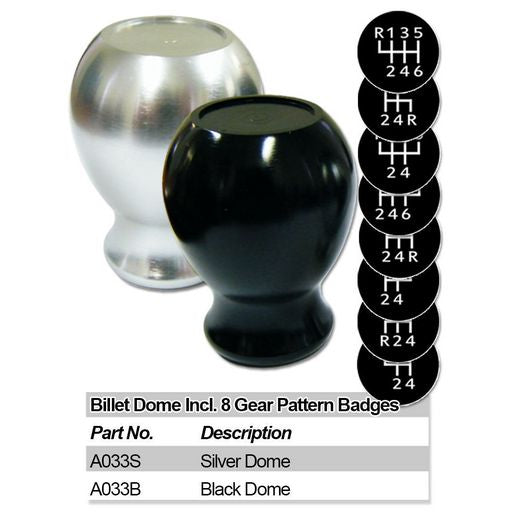 Autotecnica Billet Aluminium Dome Gear Knob Silver GK-A033S
