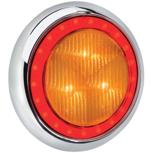 Narva LED Model 43 Rear Direction Indicator Lamp Amber with Red Tail Ring 9-33V 150mm 94340C