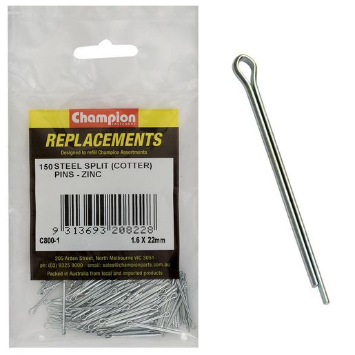 Champion Fasteners Split Pin 1.6 x 22mm Zinc Plated Refill Pack C800-1