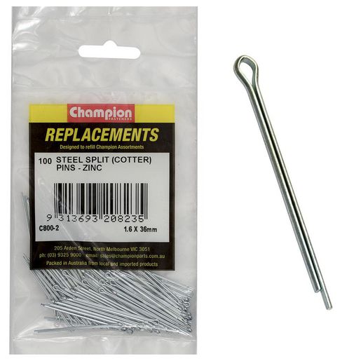Champion Fasteners Split Pin 1.6 x 36mm Zinc Plated Refill Pack C800-2