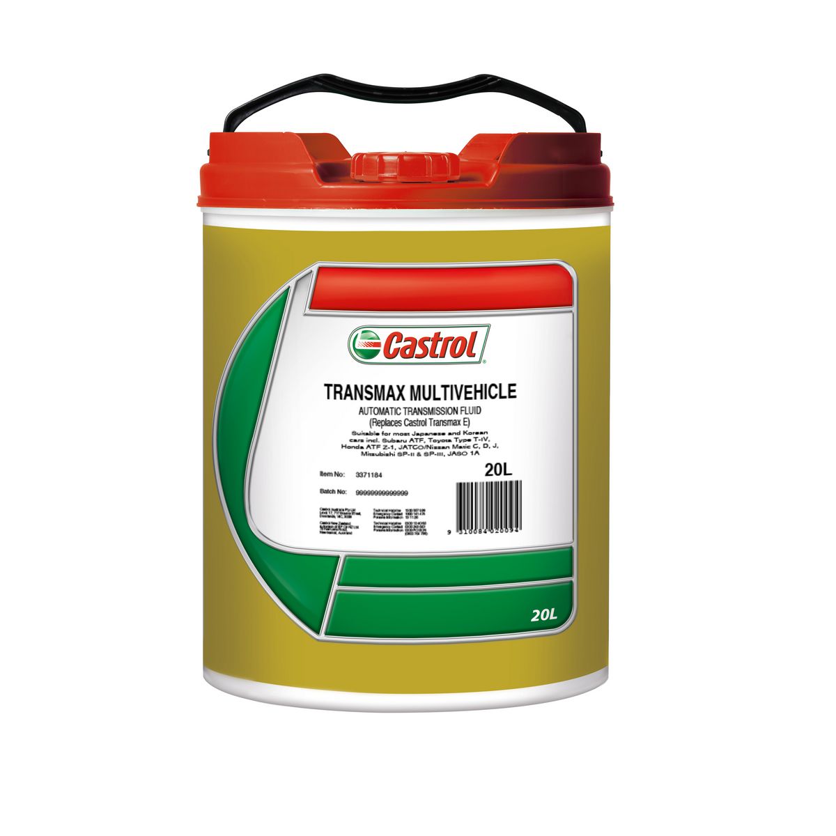 Castrol TRANSMAX ATF DEXRON-VI Mecron LV MultiVehicle Trans Fluid 20L 3371184