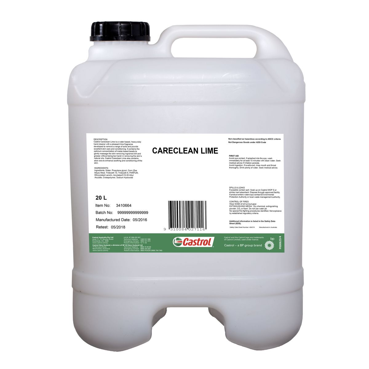 Castrol Careclean Lime Hand Cleaner 20L 3410664