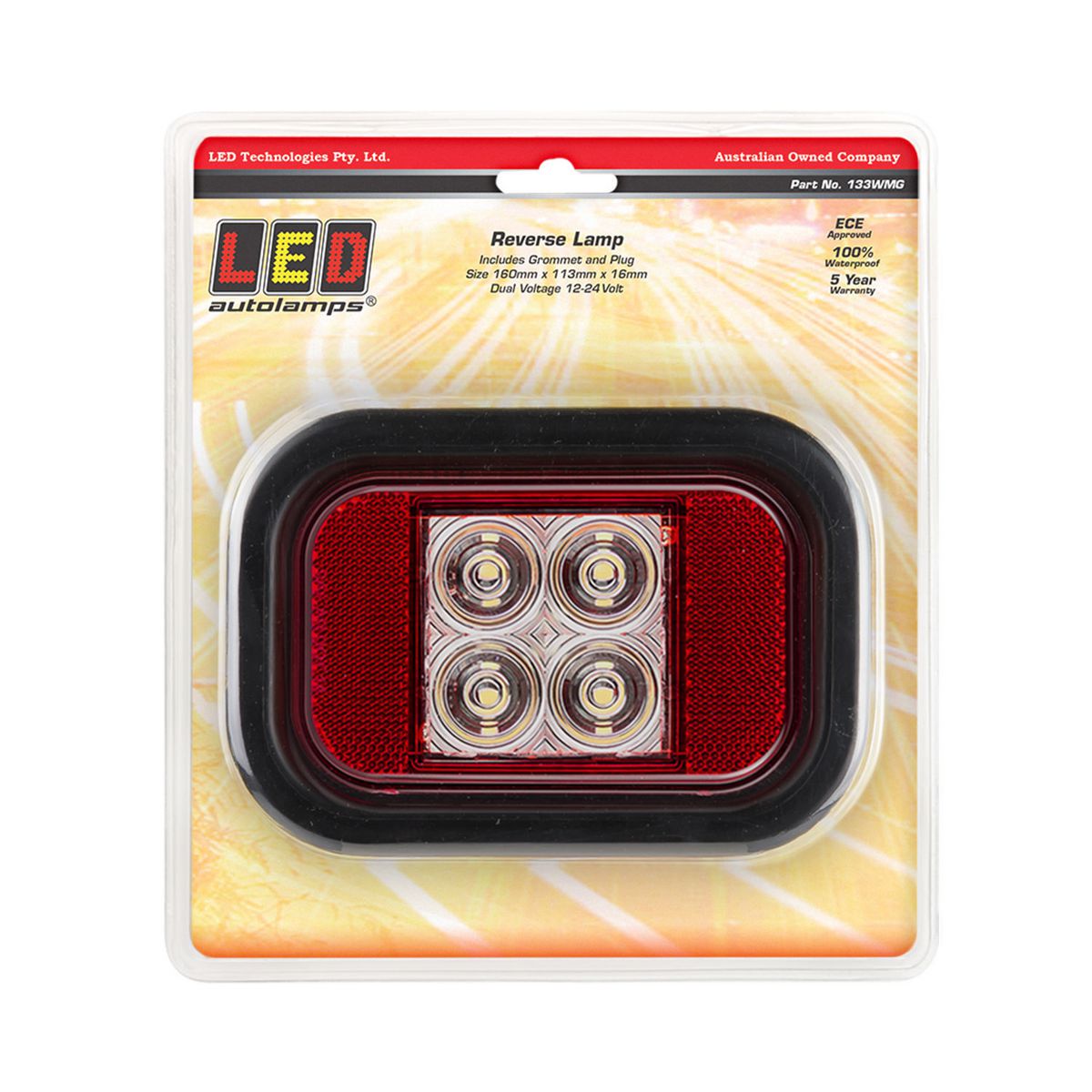 LED Autolamps Stop/Tail/Reflector Light 12-24V with Grommet/Plug 133WMG