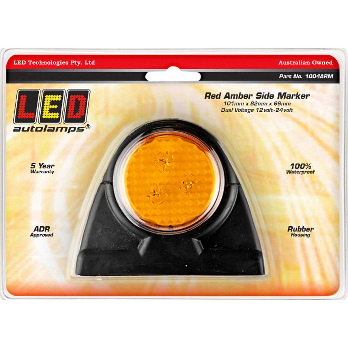 LED Autolamps Side Marker Light LED Red/Amber 12/24V 1004ARM