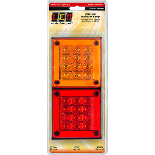 LED Autolamps Stop/Tail/Indicator LED Light 12/24V 40cm Cable Blister Pack 280ARM