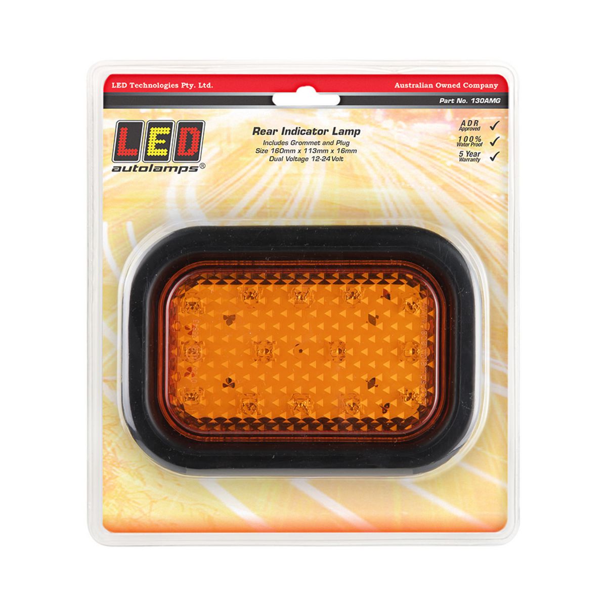 LED Autolamps Indicator Light LED w/Rubber Grommet and Plug 12/24V 130AMG