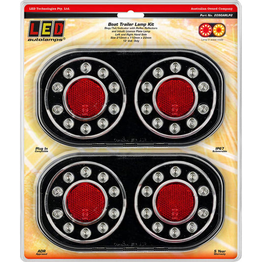 LED Autolamps Stop/Tail/Indicator Reflector LED Boat Trailer Light Round Clear Twin Pack 209GARLP2