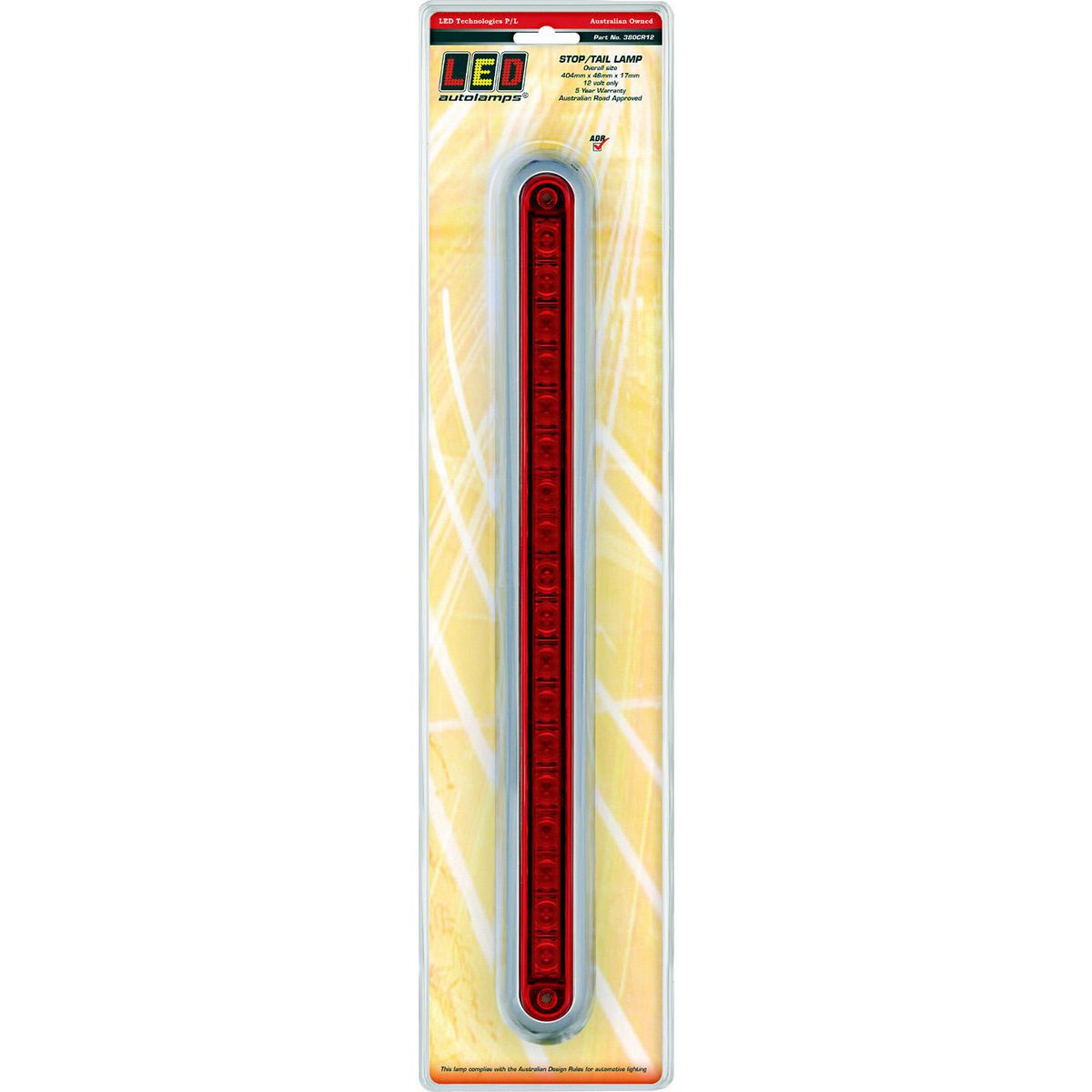 LED Autolamps Stop/Tail Strip LED Lamp 12V Chrome Bracket 380CR12