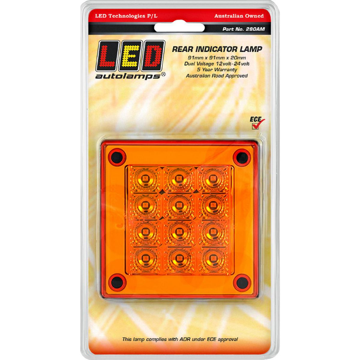 LED Autolamps 280 Series Indicator Light Rear 90mm 12-24V with 4mm Gasket 280AM